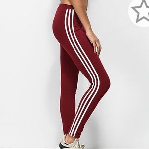 Burgundy adidas leggings